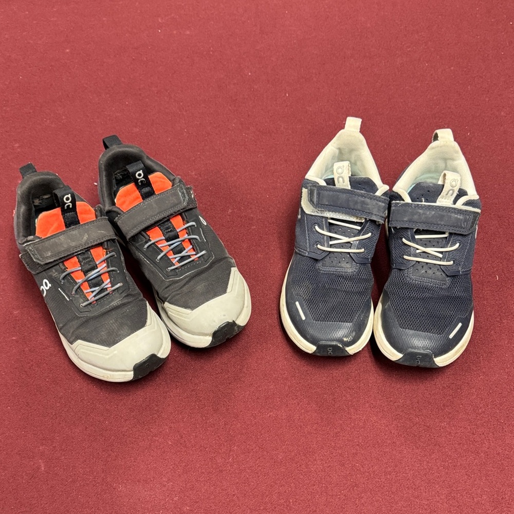 On Running Kids' Athletic Sneakers - Black/Orange and Navy Sz 1
